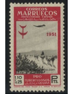 SELLOS MARRUECOS PROTECTORADO ESPAÑOL 1951 - PRO TUBERCULOSOS - 1 VALOR - AEREO