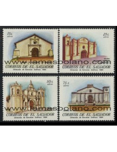 SELLOS EL SALVADOR 1984 - IGLESIAS COLONIALES - 4 VALORES - AEREO