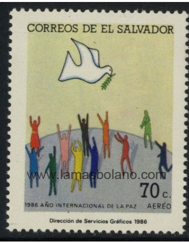 SELLOS EL SALVADOR 1986 - AÑO INTERNACIONAL DE LA PAZ - 1 VALOR - AEREO