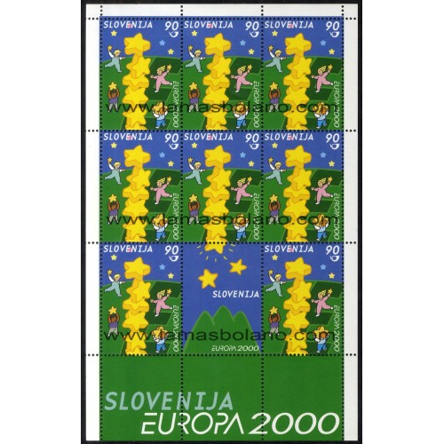SELLOS ESLOVENIA 2000 - TEMA EUROPA 2000 - MINI HOJITA - CORREO