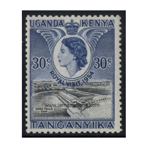 SELLOS KENIA-UGANDA-TANGANIKA 1954 - VISITA REAL - 1 VALOR FIJASELLO - CORREO