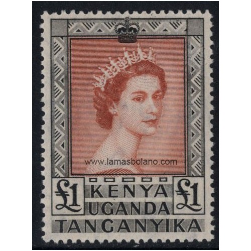 SELLOS KENIA-UGANDA-TANGANIKA 1954 - ELIZABETH II - 1 VALOR - CORREO