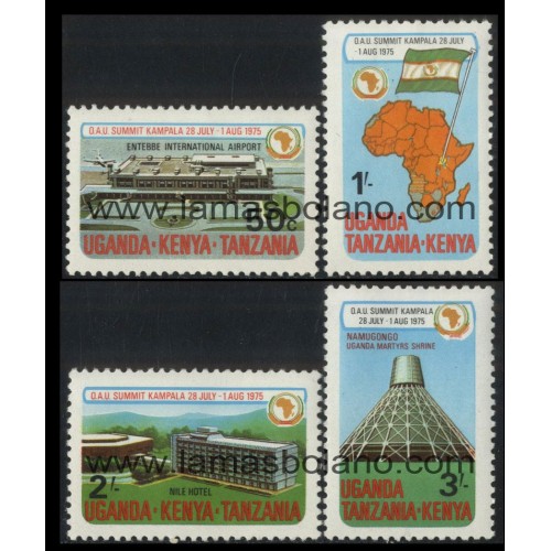 SELLOS ESTE AFRICANO 1975 - CONFERENCIA DE LA ORGANIZACION DE LA UNION AFRICANA - 4 VALORES - CORREO