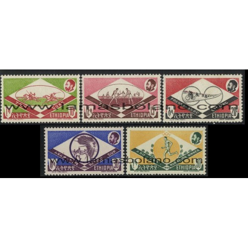 SELLOS ETIOPIA 1962 - DEPORTES ANTIGUOS Y MODERNOS - 5 VALORES FIJASELLO - CORREO