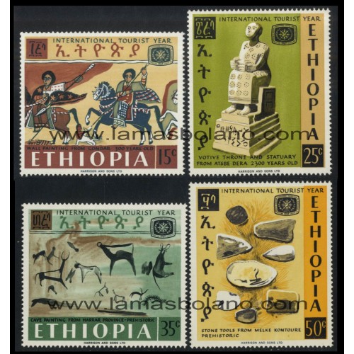 SELLOS ETIOPIA 1967 - AÑO INTERNACIONAL DEL TURISMO - 4 VALORES - CORREO