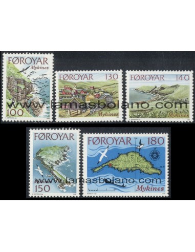 SELLOS FEROE 1978 - ISLA DE MYKINES - 5 VALORES - CORREO