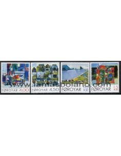 SELLOS FEROE 2001 - ZACHARIAS HEINESEN - PINTURAS - 4 VALORES - CORREO