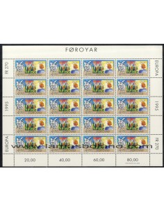 SELLOS FEROE 1995 - TEMA EUROPA PAZ Y LIBERTAD - 2 MINI HOJITAS - CORREO 2