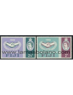 SELLOS FIJI 1965 - AÑO DE LA COOPERACION INTERNACIONAL Y 20 ANIVERSARIO DE LA ONU - 2 VALORES - CORREO