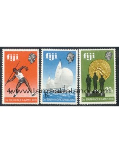 SELLOS FIJI 1969 - III JUEGOS DEPORTIVOS DEL PACIFICO SUR EN PORT-MORESBY - 3 VALORES - CORREO