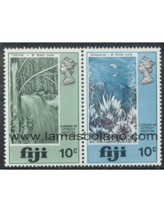 SELLOS FIJI 1970 - CIERRE DE LA LEPROSERIA DE MAKOGAI - 2 VALORES - CORREO