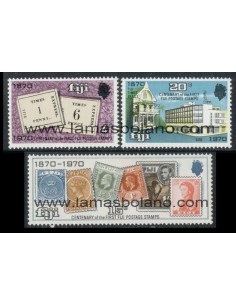 SELLOS FIJI 1970 - CENTENARIO DEL PRIMER SELLO DE FIJI - 3 VALORES - CORREO
