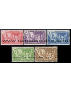 SELLOS FILIPINAS 1935 CONFEDERACION - COMMONWEALTH EL TEMPLO DE LOS PROGRESOS HUMANOS - 5 VALORES FIJASELLO - CORREO