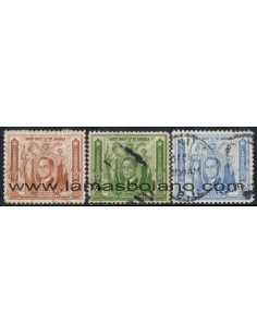 SELLOS FILIPINAS 1936 CONFEDERACION - ANIVERSARIO DE LA COMMONWEALTH - 3 VALORES MATASELLADOS - CORREO