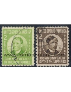 SELLOS FILIPINAS 1941 CONFEDERACION - JOSE RIZAL - 2 VALORES MATASELLADOS - CORREO