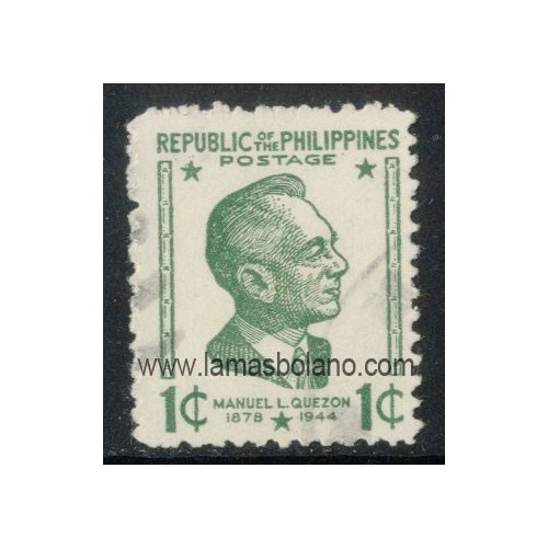 SELLOS FILIPINAS 1947 - PRESIDENTE QUEZON - 1 VALOR MATASELLADO - CORREO