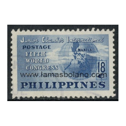 SELLOS FILIPINAS 1950 - 5 CONGRESO MUNDIAL DE LA JOVEN CAMARA DE COMERCIO - 1 VALOR MATASELLADO - CORREO