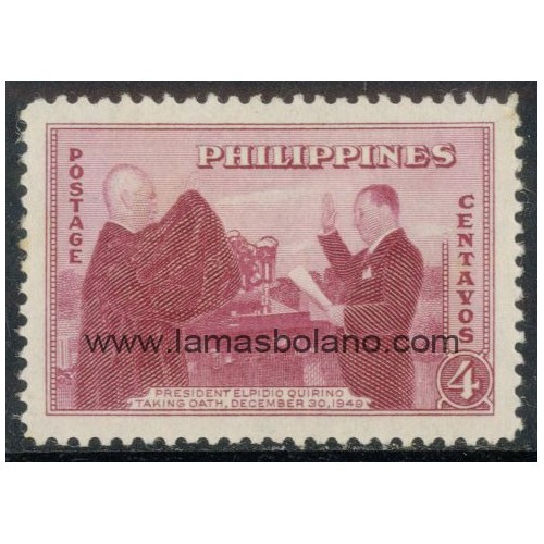 SELLOS FILIPINAS 1950 - PRESTACION DE JURAMENTO DEL PRESIDENTE ELPIDIO QUIRINO - 1 VALOR - CORREO
