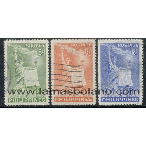 SELLOS FILIPINAS 1952 - DERECHOS DEL HOMBRE - 3 VALORES MATASELLADOS - CORREO
