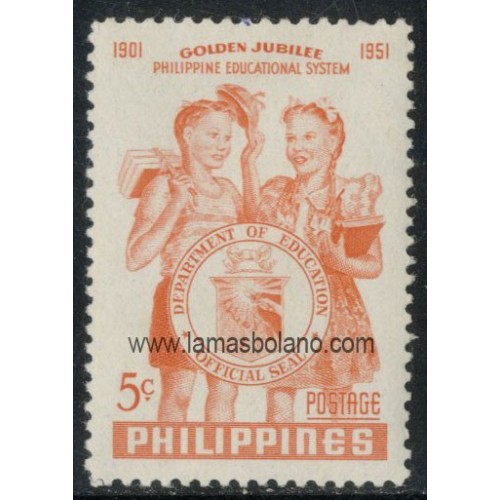 SELLOS FILIPINAS 1952 - SISTEMA NACIONAL DE EDUCACION CINCUENTENARIO - 1 VALOR - CORREO