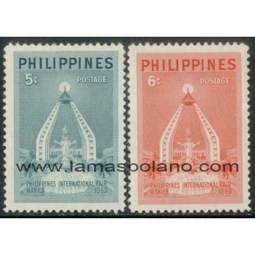 SELLOS FILIPINAS 1953 - FERIA INTERNACIONAL DE MANILA - 2 VALORES - CORREO