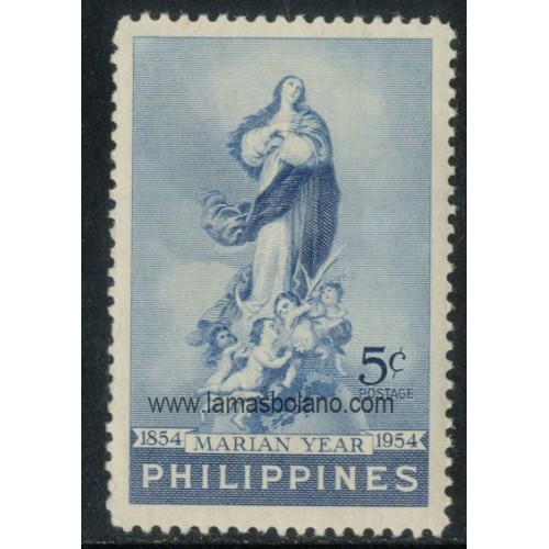 SELLOS FILIPINAS 1954 - CLAUSURA DEL AÑO MARIANO - 1 VALOR - CORREO