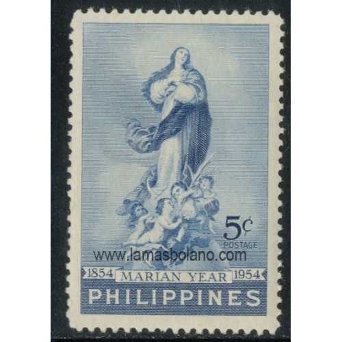 SELLOS FILIPINAS 1954 - CLAUSURA DEL AÑO MARIANO - 1 VALOR FIJASELLO - CORREO