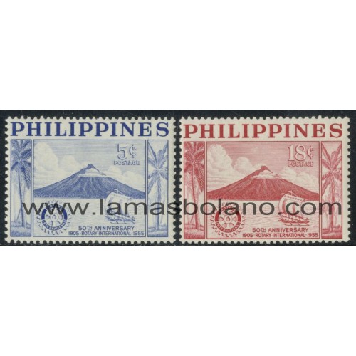 SELLOS FILIPINAS 1955 - ROTARY INTERNACIONAL CINCUENTENARIO - 2 VALORES - CORREO