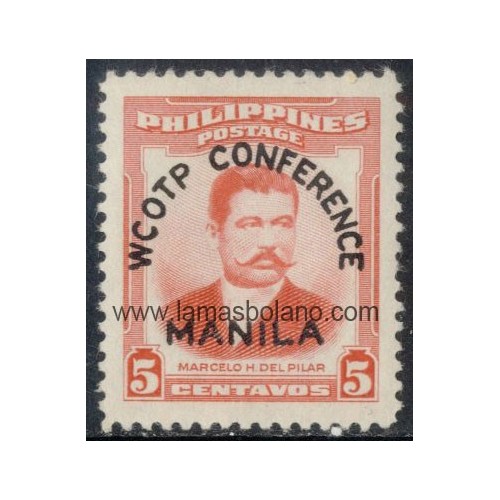 SELLOS FILIPINAS 1956 - CONFERENCIA CONFEDERACION ORGANIZACION PROFESION EDUCATIVA  - 1 VALOR SOBRECARGADO - CORREO
