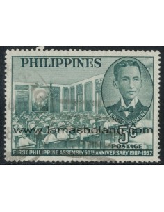 SELLOS FILIPINAS 1957 - PRIMERA ASAMBLEA NACIONAL CINCUENTENARIO - 1 VALOR MATASELLADO - CORREO