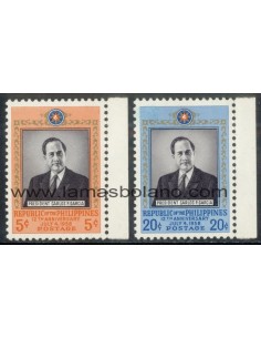 SELLOS FILIPINAS 1958 - 12 ANIVERSARIO DE LA REPUBLICA - 2 VALORES - CORREO