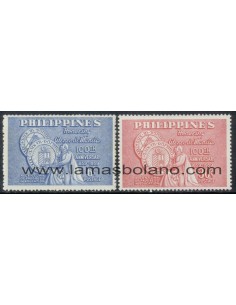 SELLOS FILIPINAS 1959 - ATENEO DE MANILA CENTENARIO - 2 VALORES FIJASELLO - CORREO