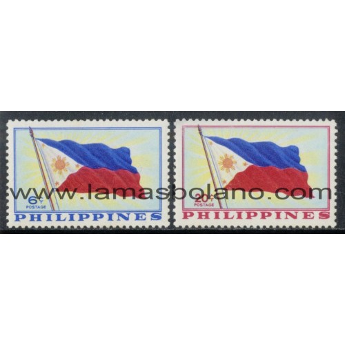 SELLOS FILIPINAS 1959 - BANDERA NACIONAL - 2 VALORES FIJASELLO - CORREO
