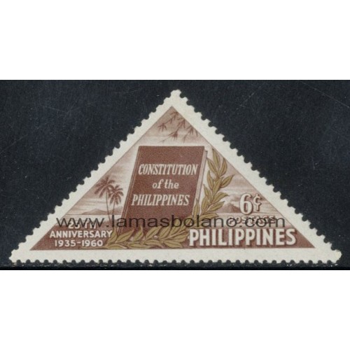 SELLOS FILIPINAS 1960 - CONSTITUCION 25 ANIVERSARIO - 1 VALOR FIJASELLO - CORREO
