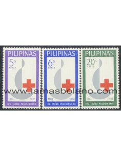 SELLOS FILIPINAS 1963 - CRUZ ROJA INTERNACIONAL CENTENARIO - 3 VALORES FIJASELLO - CORREO