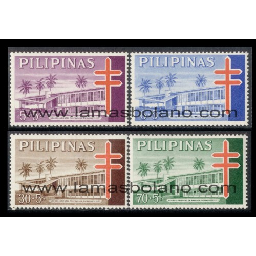 SELLOS FILIPINAS 1964 - SOBRECARGA A BENEFICIO DE LAS OBRAS ANTITUBERCULOSAS - 4 VALORES FIJASELLO - CORREO