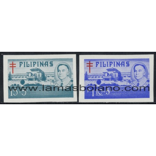 SELLOS FILIPINAS 1974 - SOBRECARGA A FAVOR DE LAS OBRAS ANTITUBERCULOSAS - 2 VALORES SIN DENTAR - CORREO