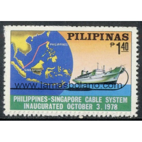 SELLOS FILIPINAS 1978 - INAUGURACION DEL TELEFONO POR CABLE SUBMARINO FILIPINAS-SINGAPUR - 1 VALOR - CORREO
