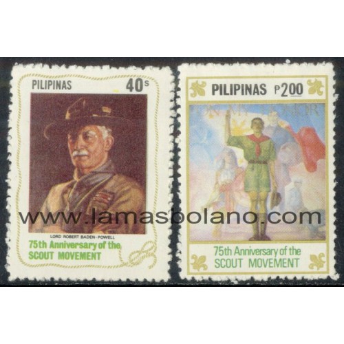 SELLOS FILIPINAS 1982 - BOY SCOUTS 75 ANIVERSARIO - 2 VALORES - CORREO