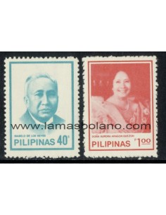 SELLOS FILIPINAS 1982 - ISABELO DE LOS REYES - AURORA ARAGON QUEZON - 2 VALORES - CORREO
