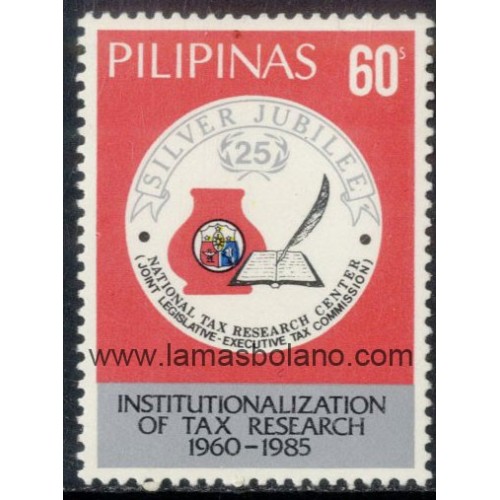 SELLOS FILIPINAS 1985 - CENTRO NACIONAL DE LOS IMPUESTOS 25 ANIVERSARIO - 1 VALOR - CORREO