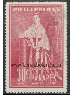 SELLOS FILIPINAS 1952 - I EXPOSICION FILATELICA PANASIATICA - 1 VALOR MATASELLADO - AEREO