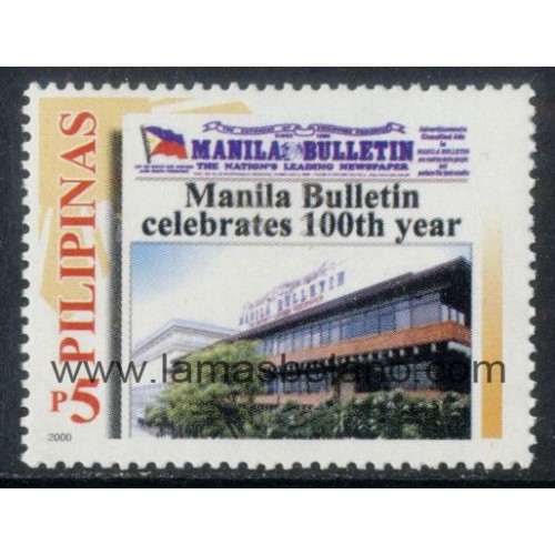 SELLOS FILIPINAS 2000 - PERIODICO MANILA BULLETIN CENTENARIO - 1 VALOR - CORREO