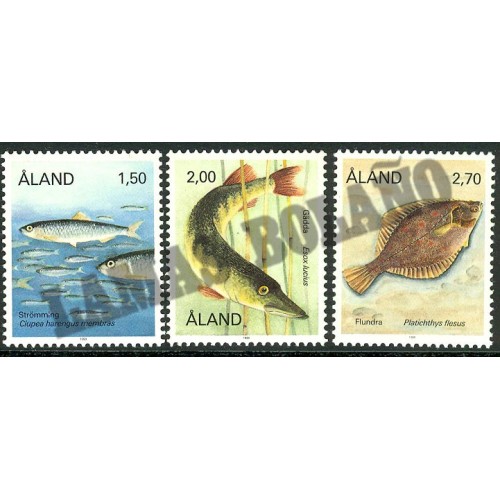 SELLOS ALAND 1990 - PECES - 3 VALORES