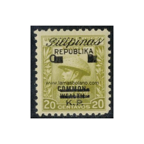 SELLOS FILIPINAS OCUPACION JAPONESA 1944 - SELLO DE SERVICIO DE FILIPINAS DE 1938 SOBRECARGADO - 1 VALOR - SERVICIO
