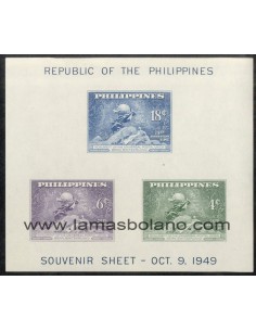 SELLOS FILIPINAS 1949 - UPU 75 ANIVERSARIO - HOJITA BLOQUE SIN DENTAR