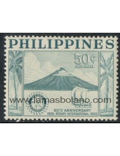 SELLOS FILIPINAS 1955 - ROTARY INTERNACIONAL CINCUENTENARIO - 1 VALOR FIJASELLO - AEREO