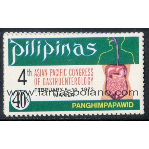 SELLOS FILIPINAS 1972 - 4 CONGRESO DE GASTROENTEROLOGIA ASIA-PACIFICO EN MANILA - 1 VALOR - AEREO
