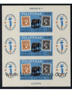 SELLOS FILIPINAS 1977 - ESPAMER 77 EN BARCELONA - HOJITA BLOQUE SIN DENTAR