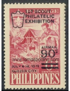 SELLOS FILIPINAS 1979 - PRIMERA EXPOSICION FILATELICA SCOUT - 1 VALOR SOBRECARGADO - AEREO